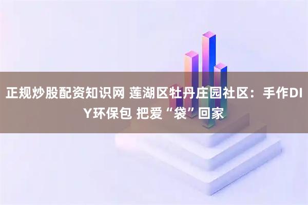 正规炒股配资知识网 莲湖区牡丹庄园社区：手作DIY环保包 把爱“袋”回家