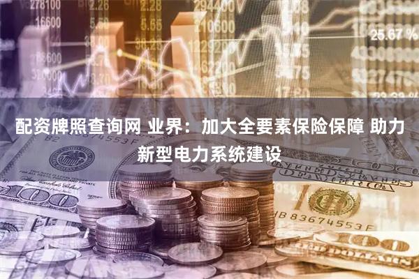 配资牌照查询网 业界：加大全要素保险保障 助力新型电力系统建设